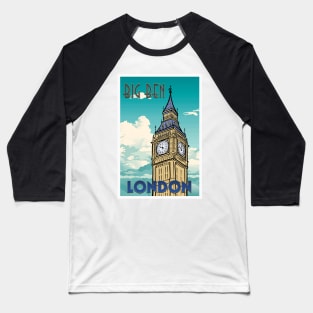 Big Ben Retro Travel Poster Baseball T-Shirt